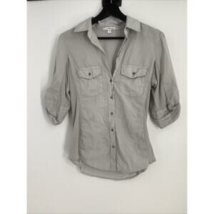 James Perse Button Up Shirt Women Size 2 Quiet Luxury Preppy Office Siren 1122